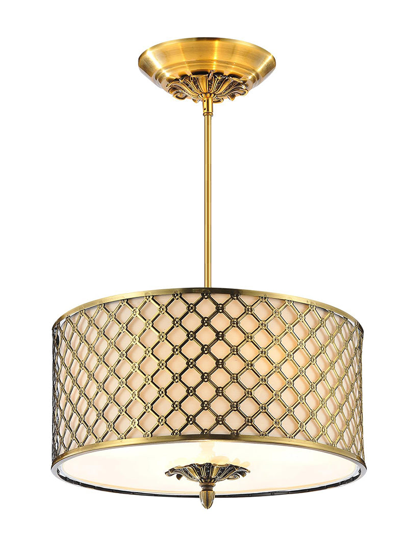 3 LIGHT DRUM SHADE CHANDELIER WITH FRENCH GOLD FINISH - Dreamart Gallery