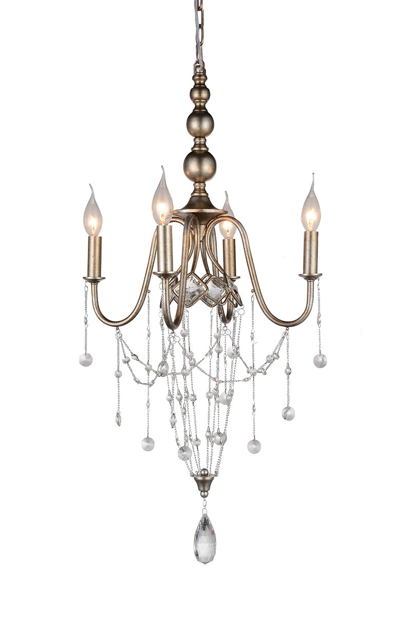 4 LIGHT UP CHANDELIER WITH SPECKLED NICKEL FINISH - Dreamart Gallery