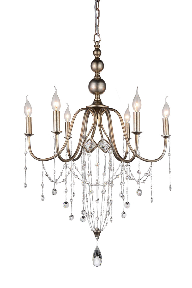 6 LIGHT UP CHANDELIER WITH SPECKLED NICKEL FINISH - Dreamart Gallery