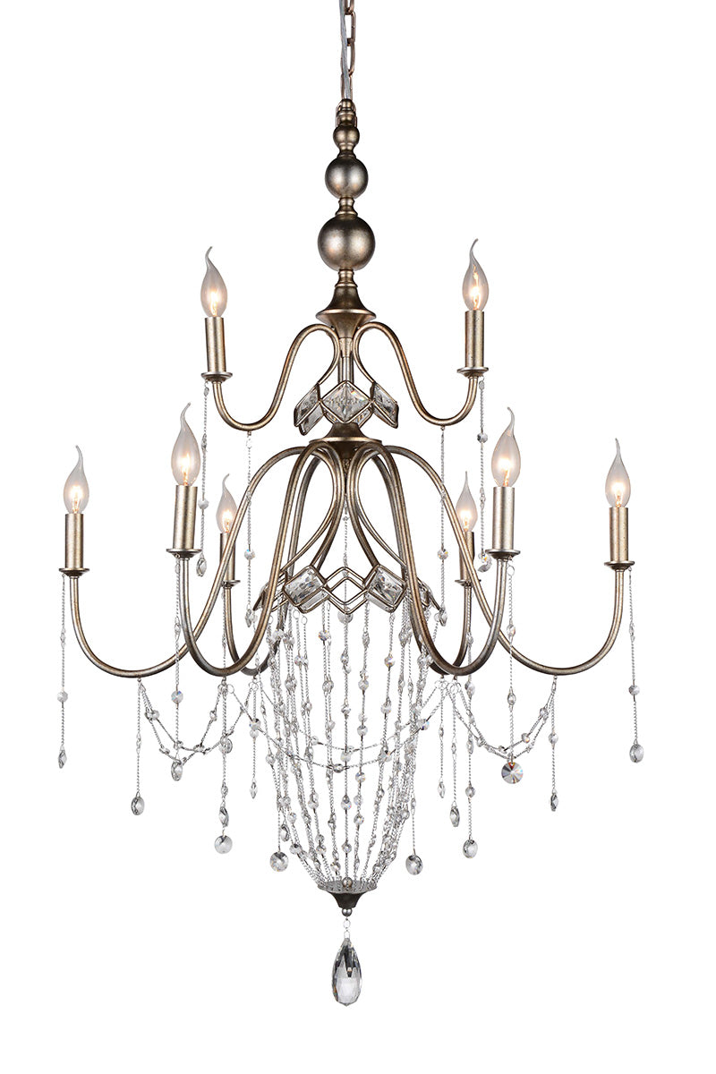 9 LIGHT UP CHANDELIER WITH SPECKLED NICKEL FINISH - Dreamart Gallery