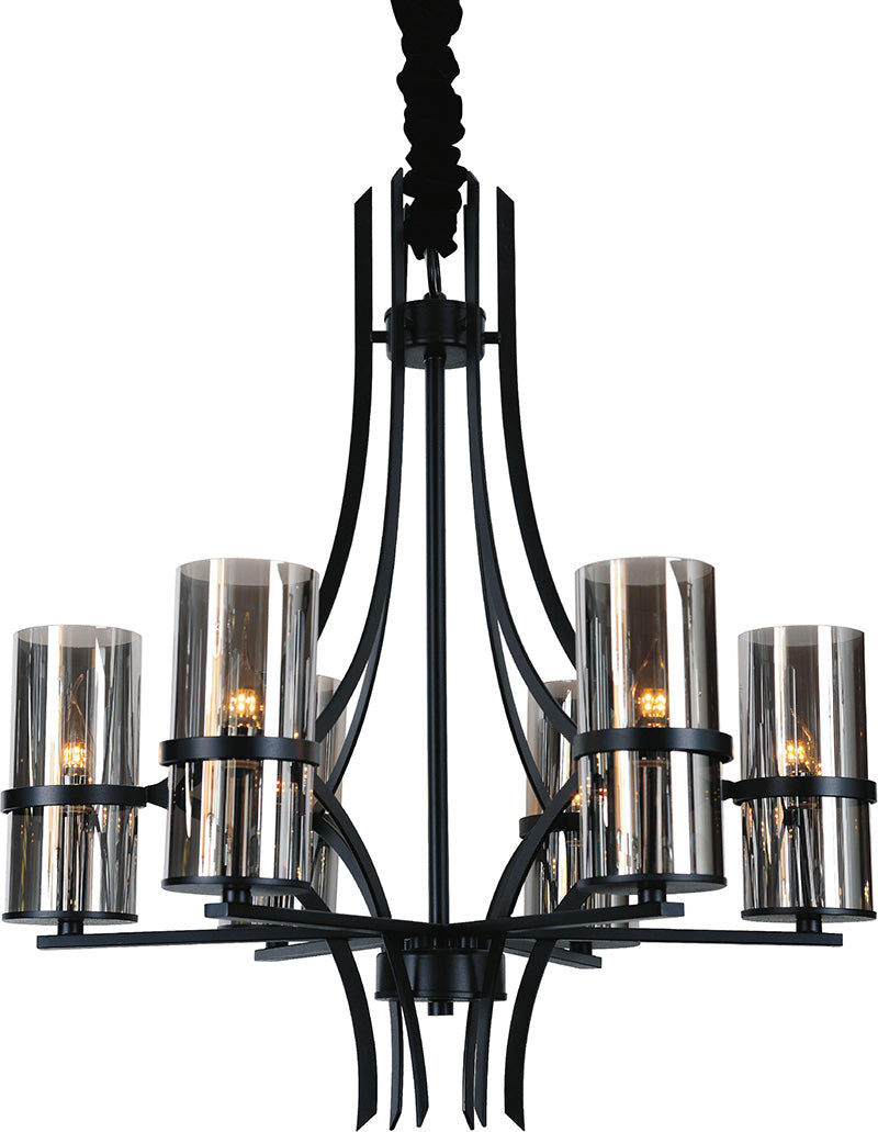 6 LIGHT UP CHANDELIER WITH BLACK FINISH - Dreamart Gallery