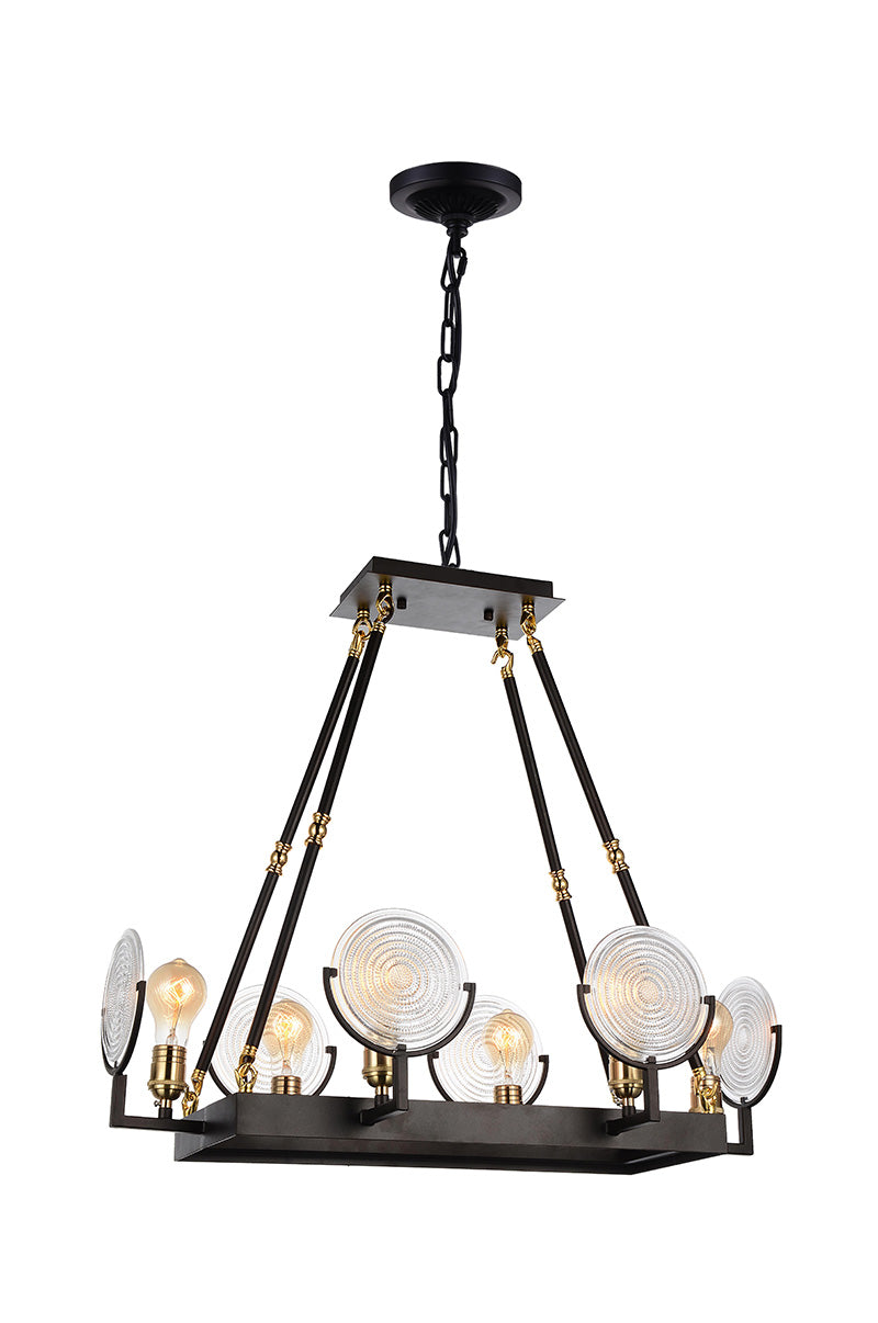 6 LIGHT UP CHANDELIER WITH BROWN FINISH - Dreamart Gallery