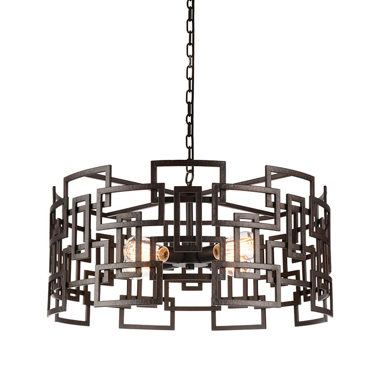 4 LIGHT DOWN CHANDELIER WITH BROWN FINISH - Dreamart Gallery