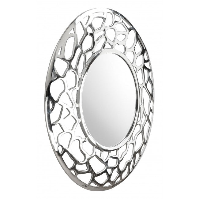 Reef Round Mirror Aluminium - Dreamart Gallery
