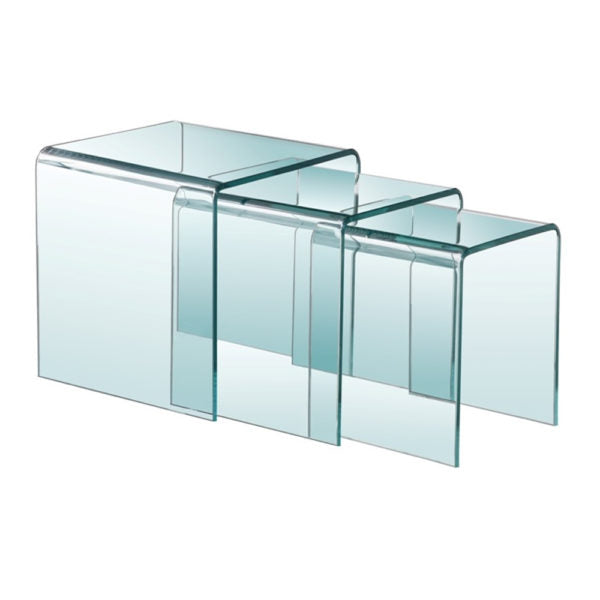 Bent Glass 3Pc Nesting Table - Dreamart Gallery