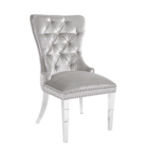 Euphoria E-Grey Velvet Steel Dining Chair - Dreamart Gallery