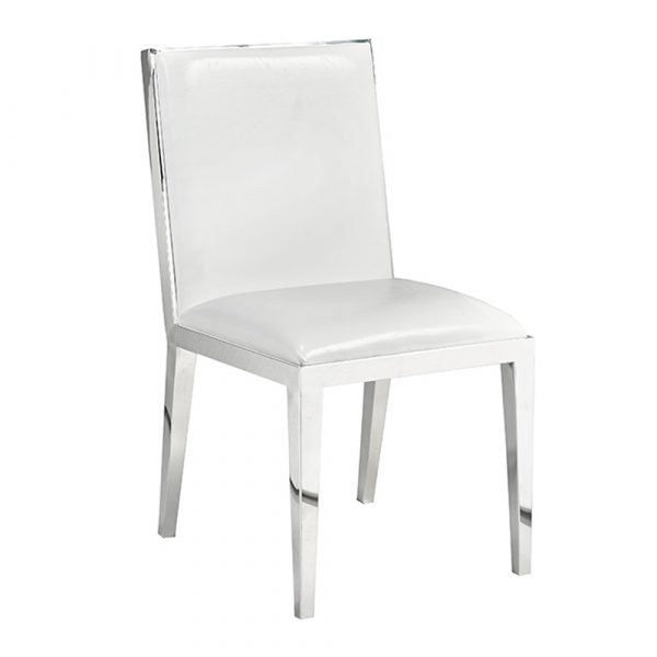 Emario White Leatherette Dining Chair - Dreamart Gallery