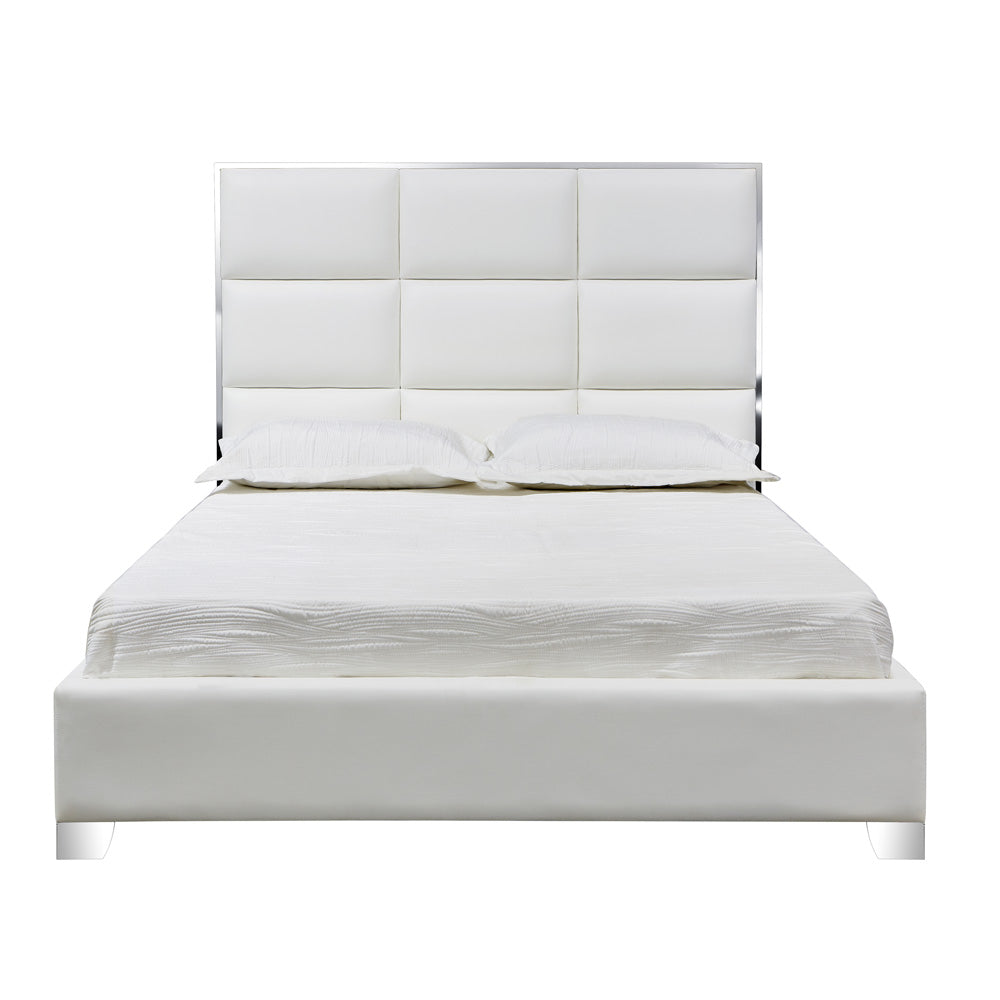 Blair White Leatherette Bed - Dreamart Gallery