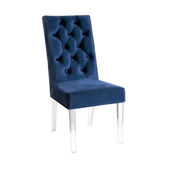 Leslie Blue Velvet Acrylic Dining Chair - Dreamart Gallery