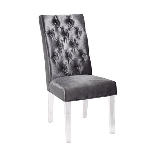 Leslie Charcoal Velvet Acrylic Dining Chair - Dreamart Gallery
