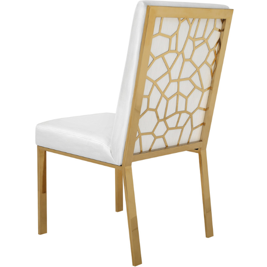 Wellington White With Polished Gold Dining Chair - Dreamart Gallery