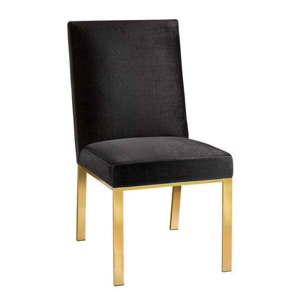 Wellington Black Velvet Gold Dining Chair - Dreamart Gallery