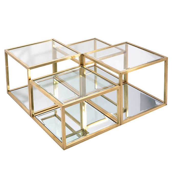 Multi-Level Gold Coffee Table - Dreamart Gallery