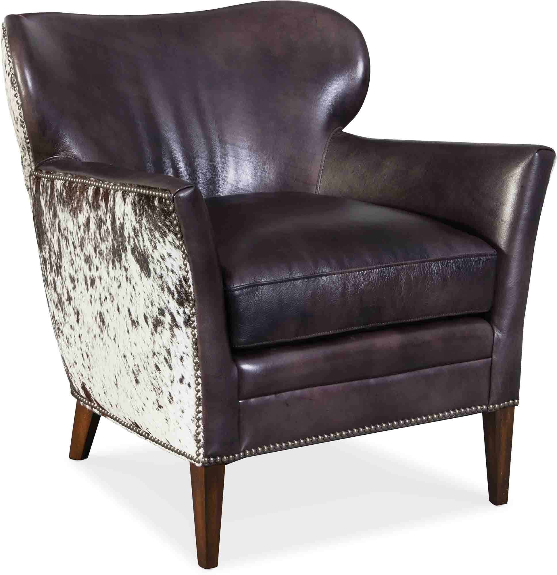 Hooker Furniture Living Room Kato Leather Club Chair w/ Salt Pepper HOH - Dreamart Gallery