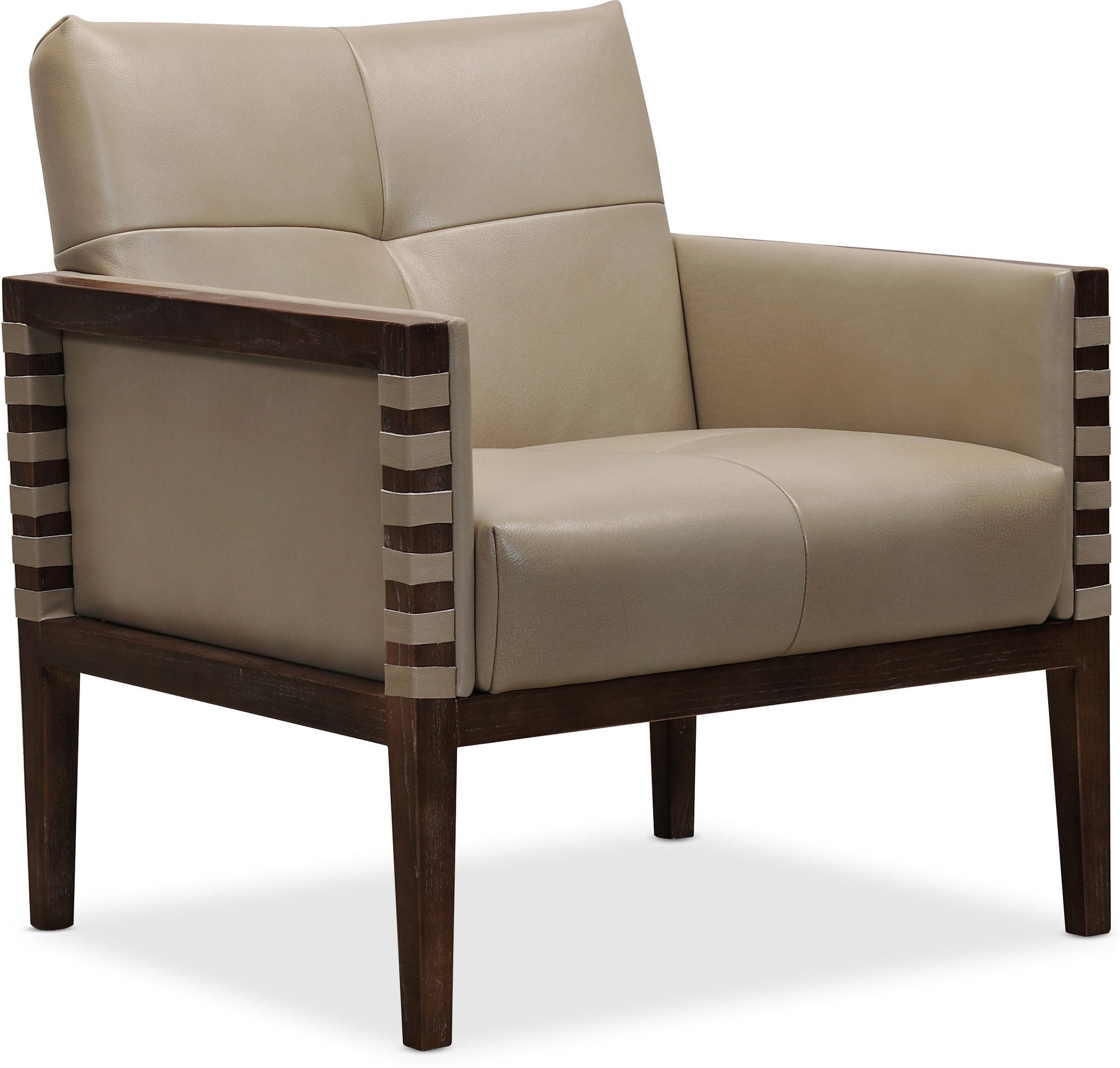 Hooker Furniture Living Room Carverdale Leather Club Chair w/Wood Frame - Dreamart Gallery