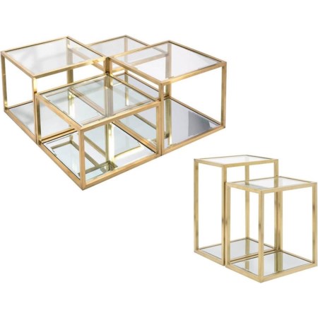 Multi-Level Gold Coffee Table - Dreamart Gallery