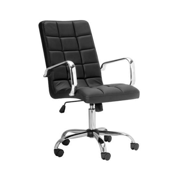 Selena High Back Black Leatherette Office Chair With Arm - Dreamart Gallery