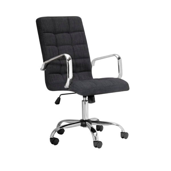 Selena High Back Grey Linen Office Chair With Arm - Dreamart Gallery