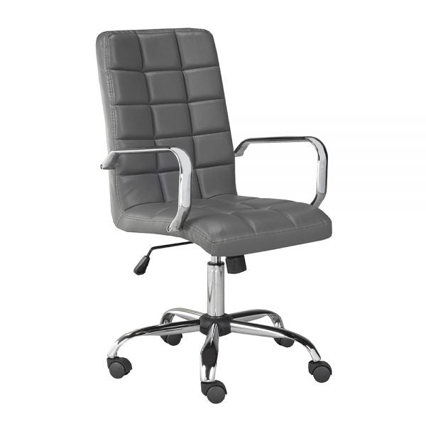 Selena High Back Grey Leatherette Office Chair With Arm - Dreamart Gallery