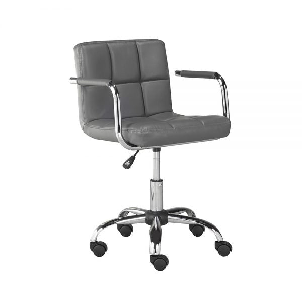 Selena Office Chair: Grey Leatherette - Dreamart Gallery