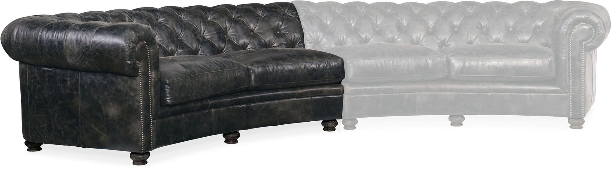 Hooker Furniture Living Room Weldon Leather Tufted Sectional Sofa - Dreamart Gallery