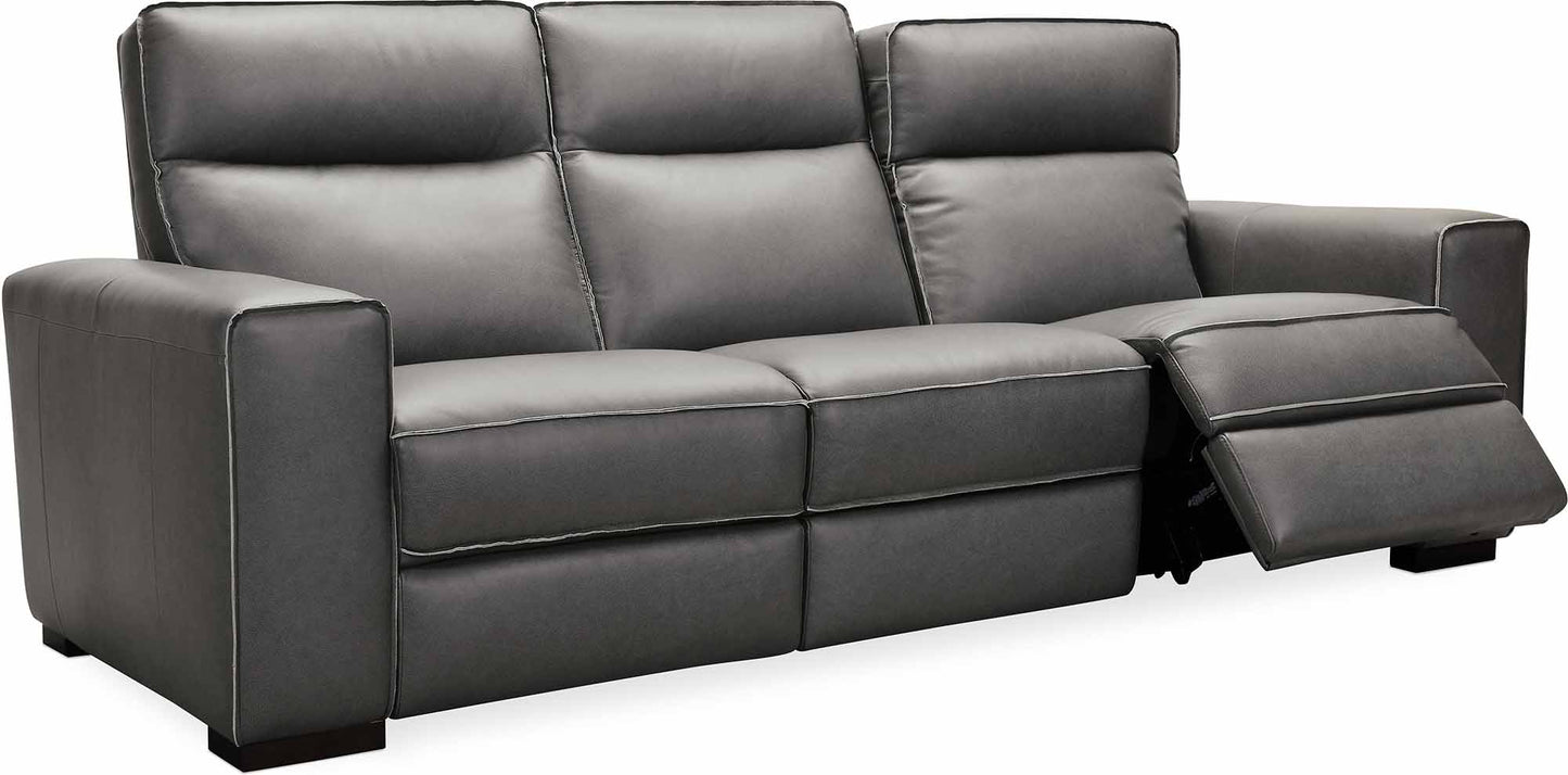 Hooker Furniture Living Room Braeburn Leather Sofa w/PWR Recline PWR Headrest - Dreamart Gallery