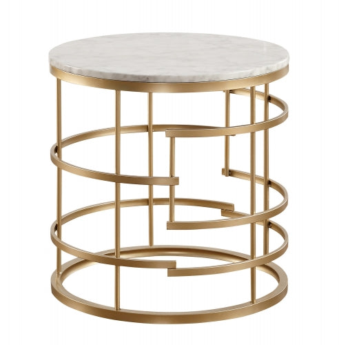 Brassica Round End Table - Gold - Dreamart Gallery